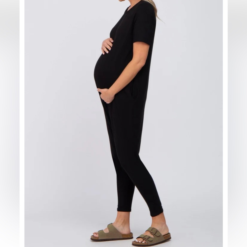 NEW Quince bamboo jersey maternity everyday jumpsuit Black Jumpsuit size XS,L